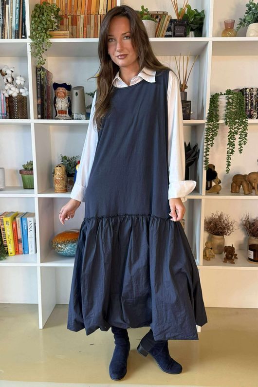 Paloma Pouf Layering Dress Navy
